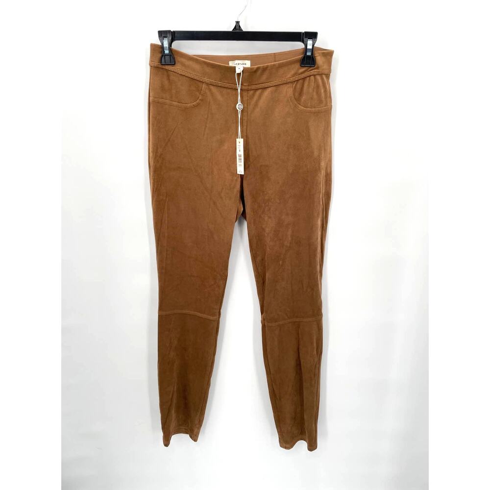 Max Studios NWT Soft Faux Suede Pull On Khaki Jegging Stretch Vicuna Pants / M